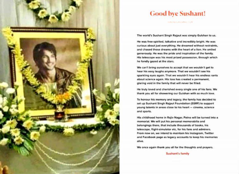 सुशांत सिंह राजपूत की 13वीं, परिवार ने इमोशनल नोट जारी किया, दिवंगत बेटे के नाम बड़ा ऐलान